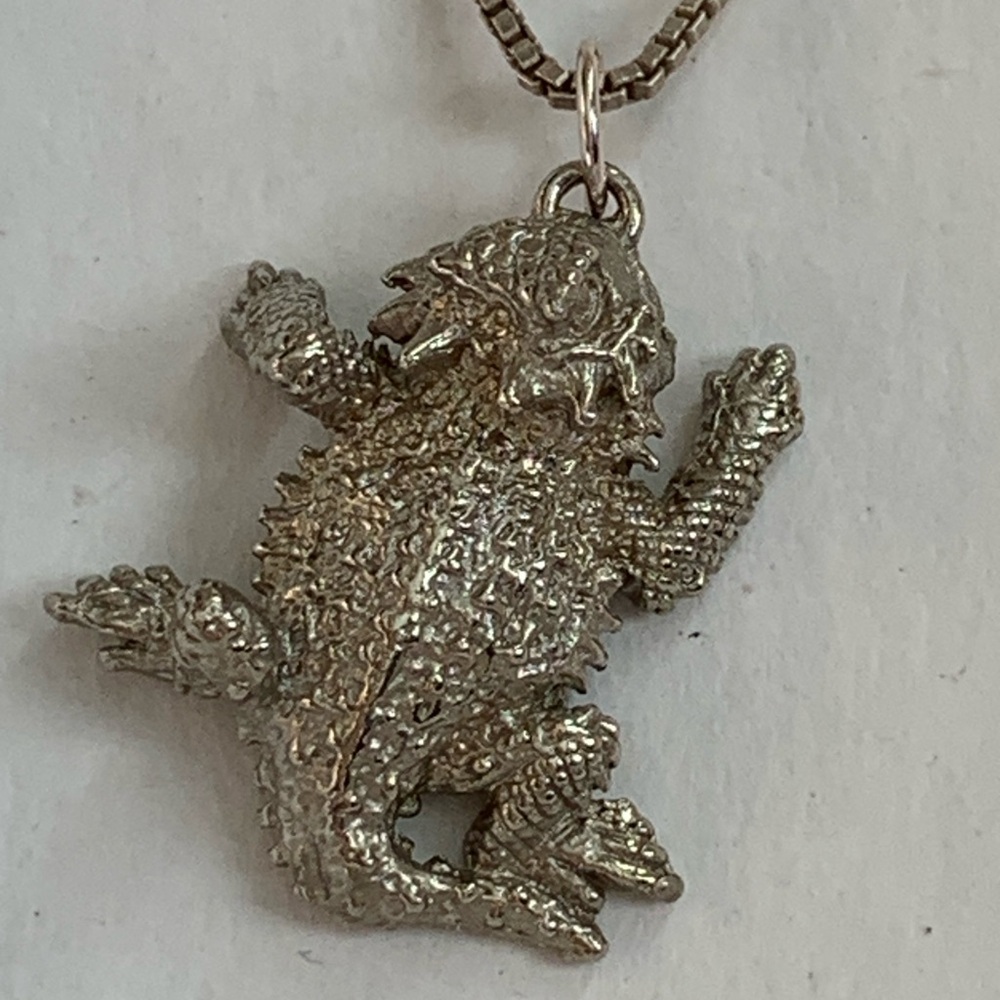 Sterling Silver Horned Toad Lizard Pendant Necklace 925 Italy Box Chain - Picture 4 of 10
